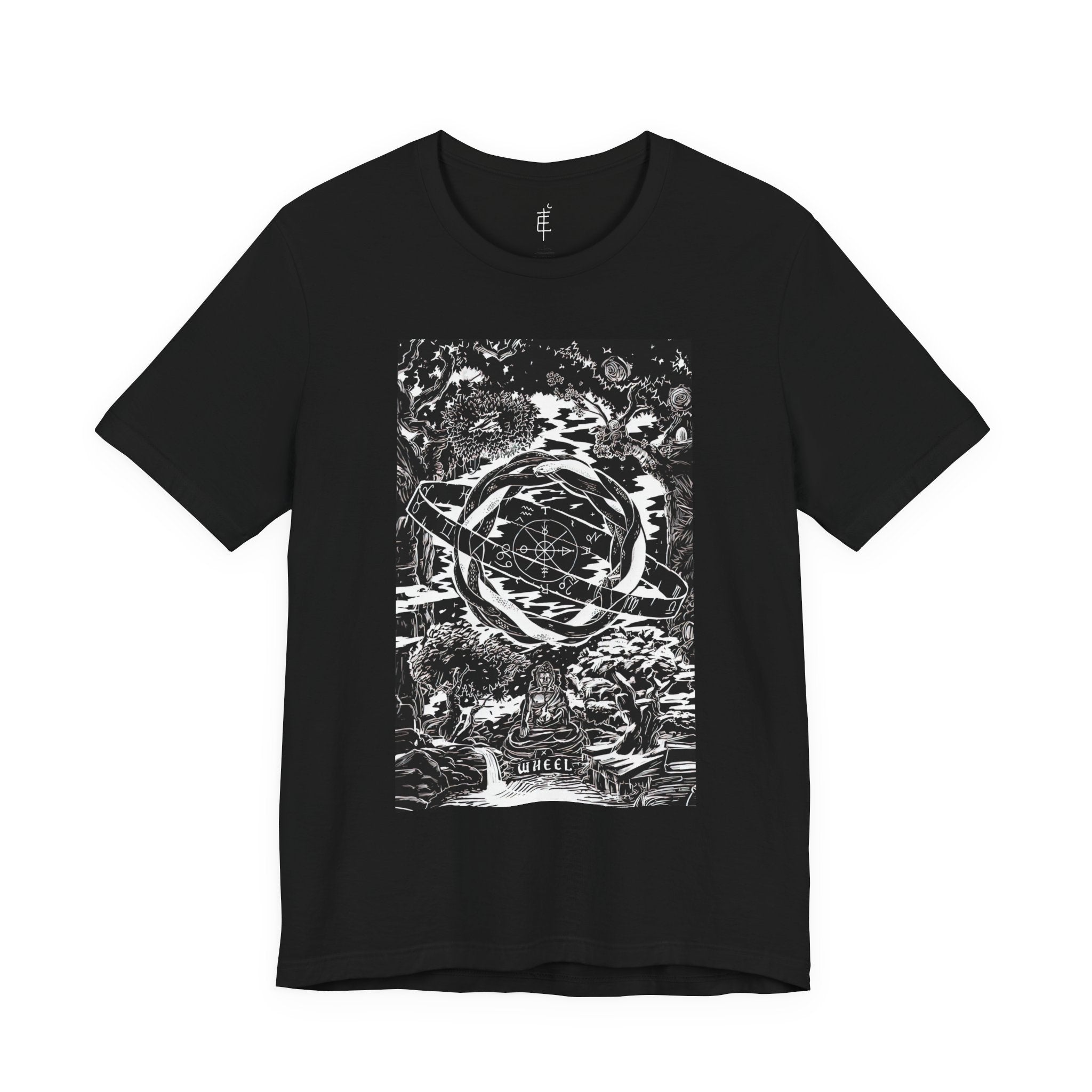 'The Wheel Tarot Card' Illustration Unisex Jersey T-Shirt