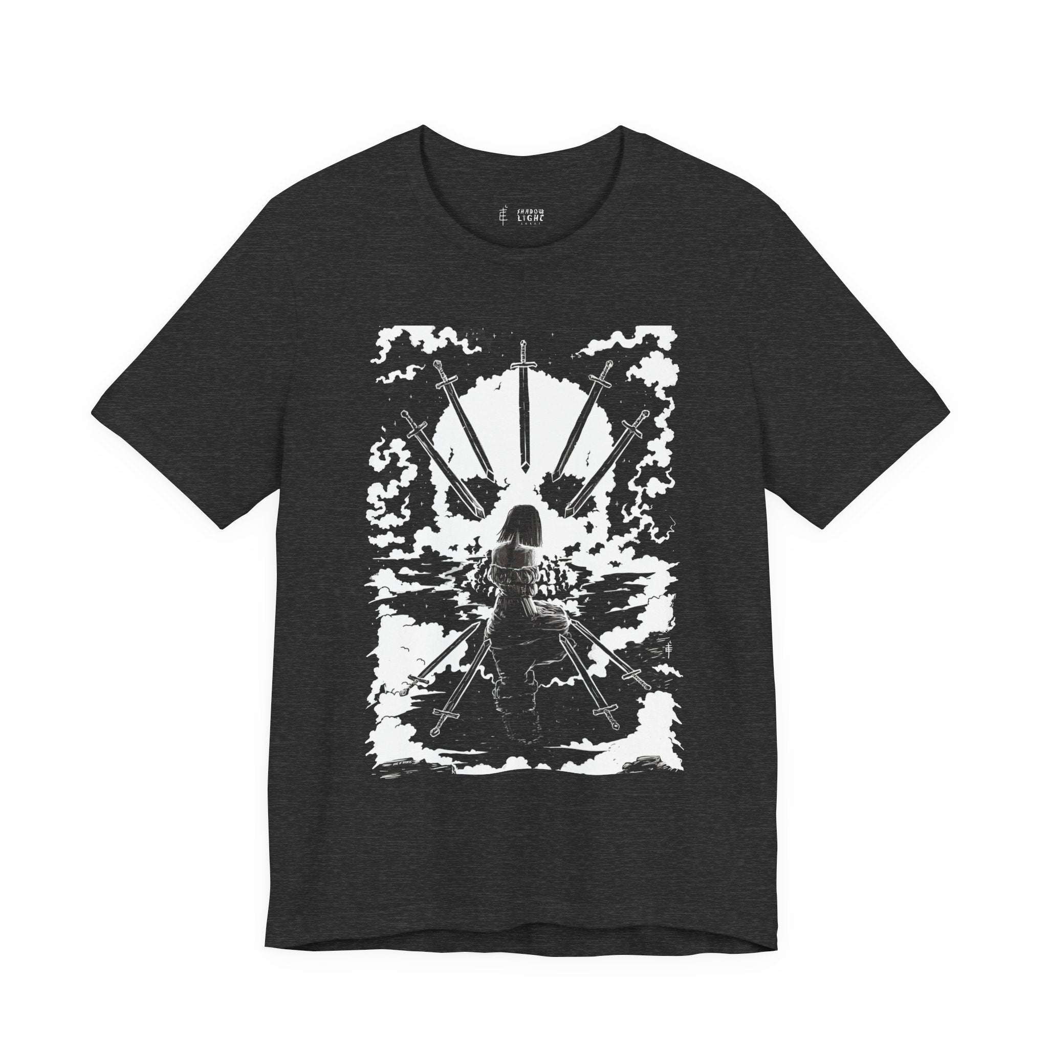 'NINE OF PENTACLES' SHADOW LIGHT TAROT CARD ART ON UNISEX JERSEY TEE