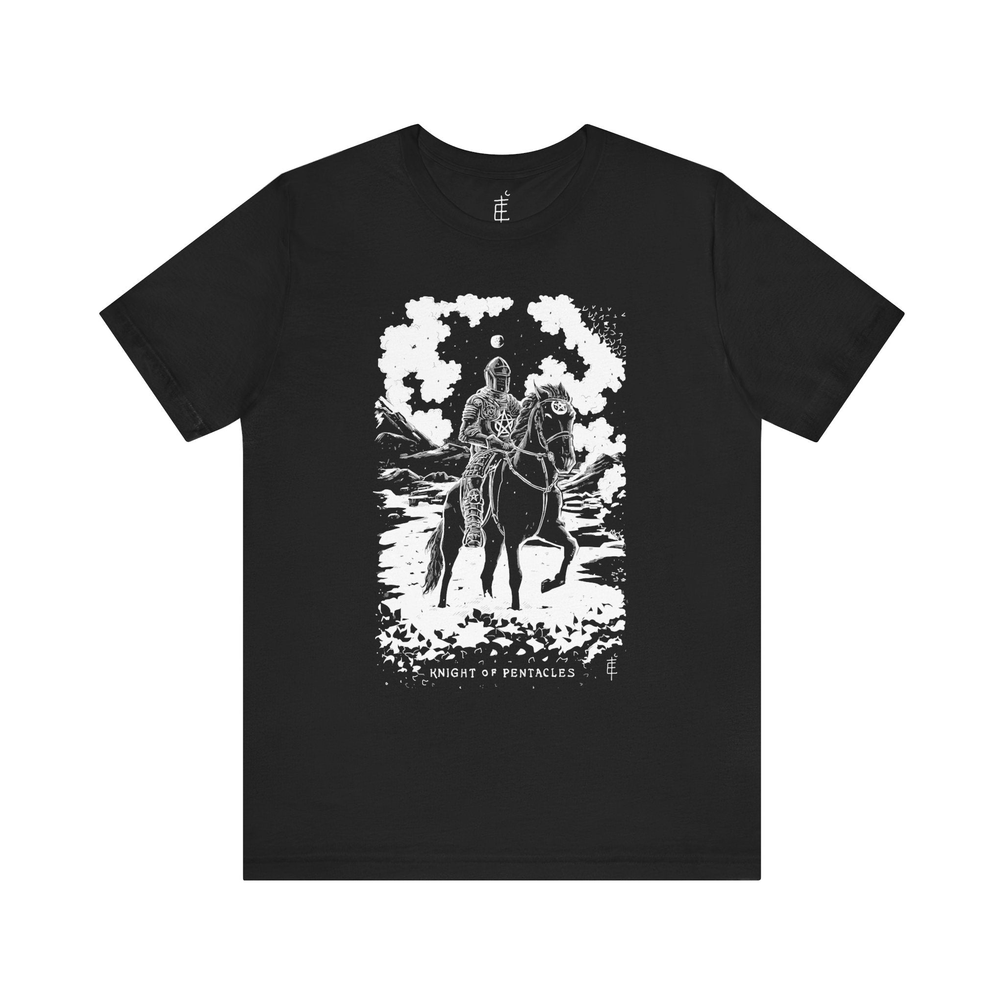 'Knight of Pentacles' Shadow Light Tarot Card Art on Unisex Jersey Tee