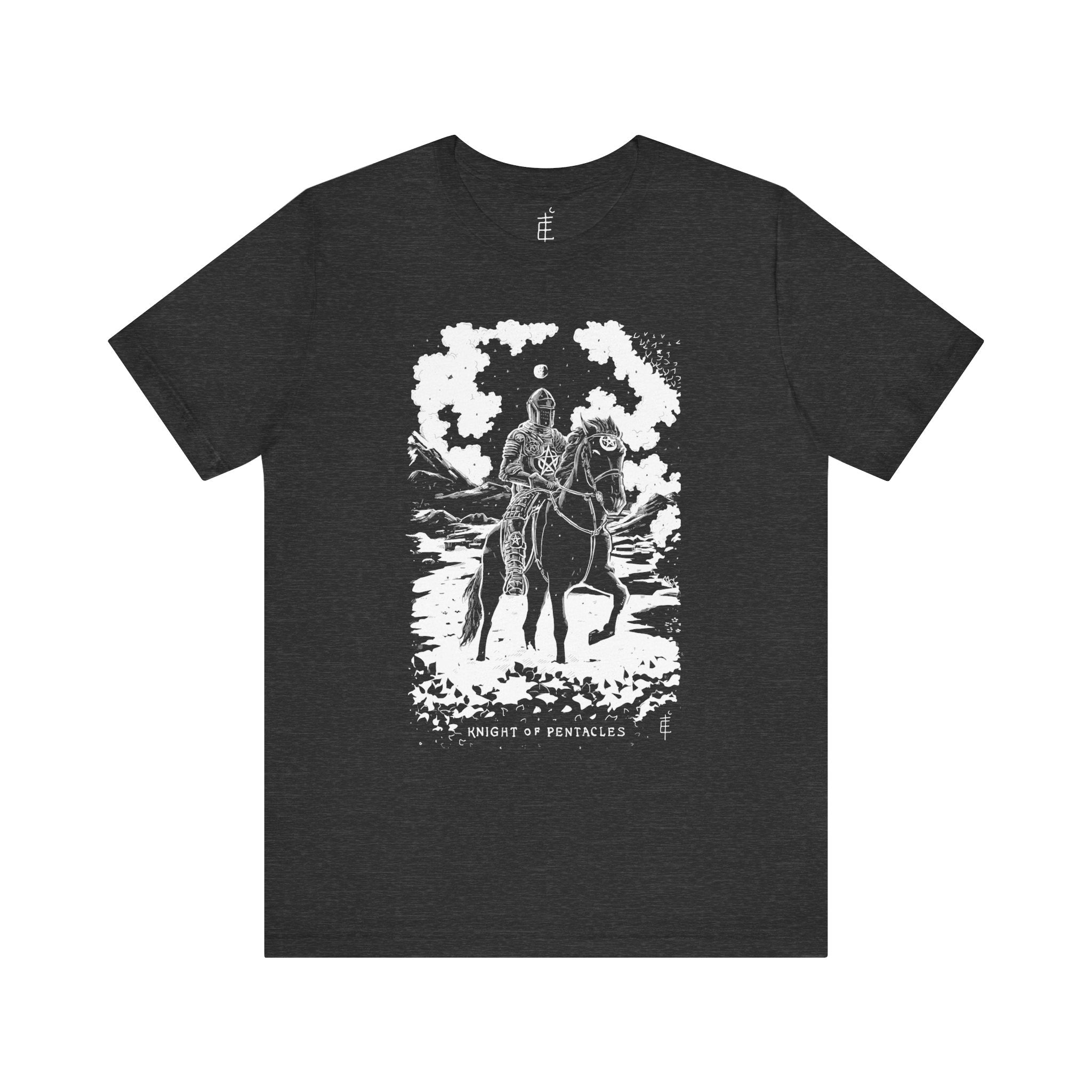 'Knight of Pentacles' Shadow Light Tarot Card Art on Unisex Jersey Tee