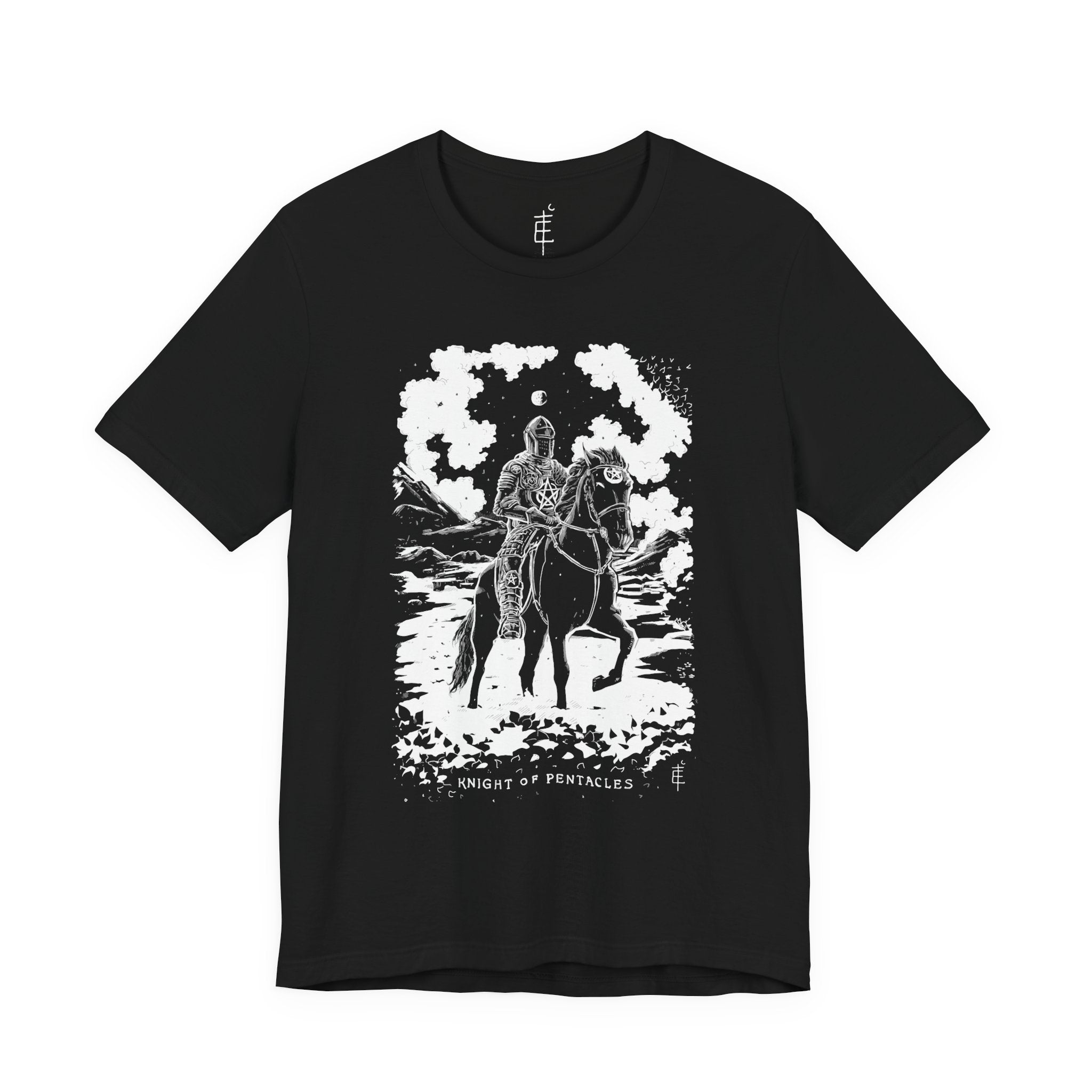 'Knight of Pentacles' Shadow Light Tarot Card Art on Unisex Jersey Tee