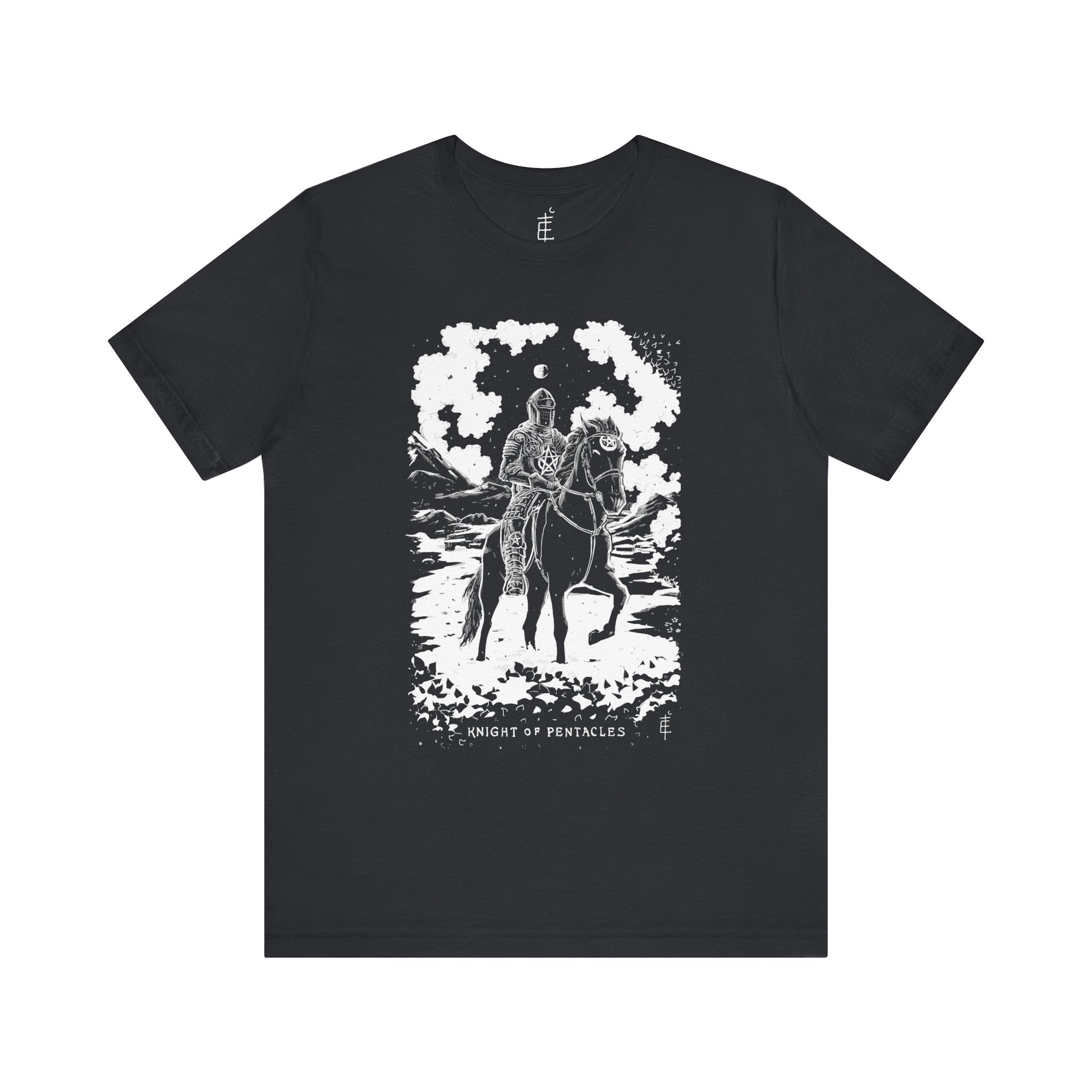 'Knight of Pentacles' Shadow Light Tarot Card Art on Unisex Jersey Tee