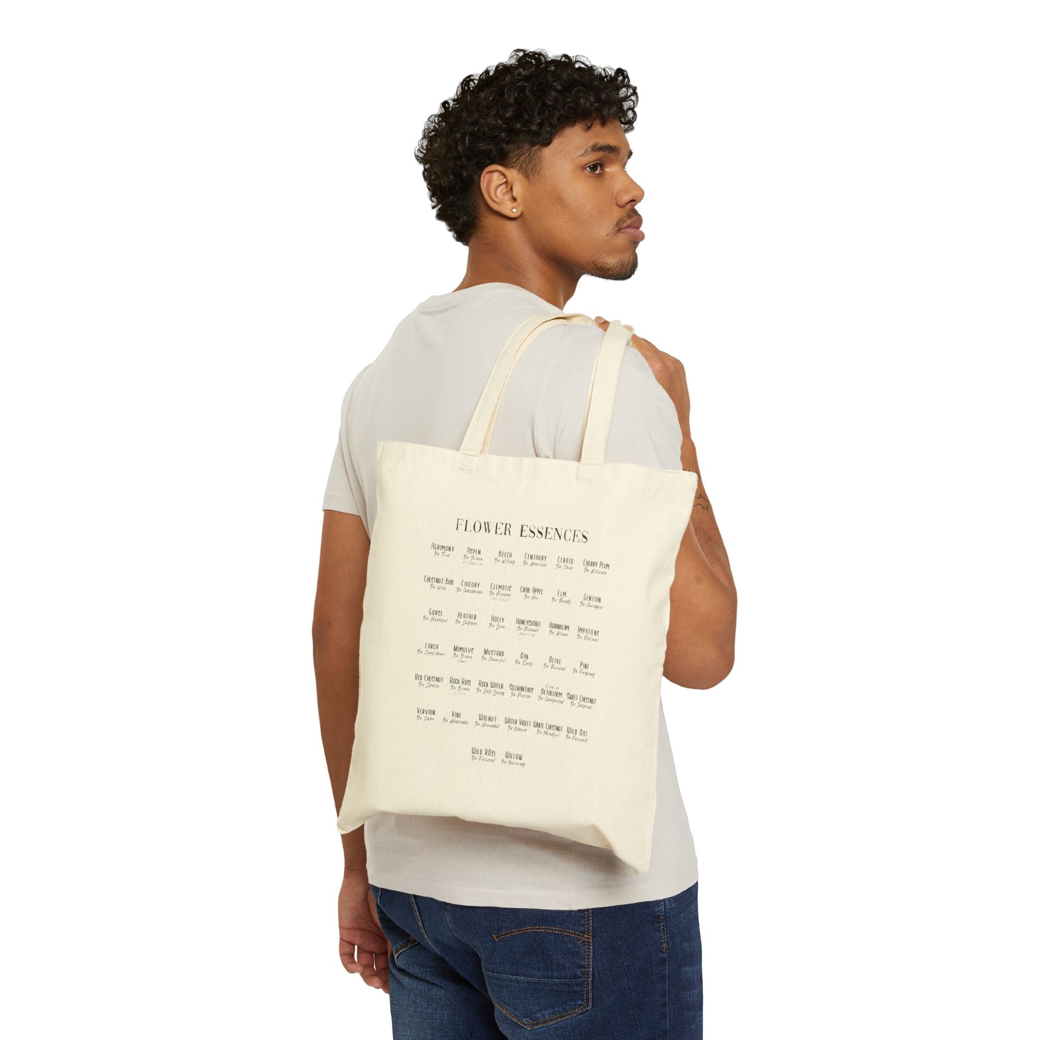 'Flower Essences' Cotton Canvas Tote Bag