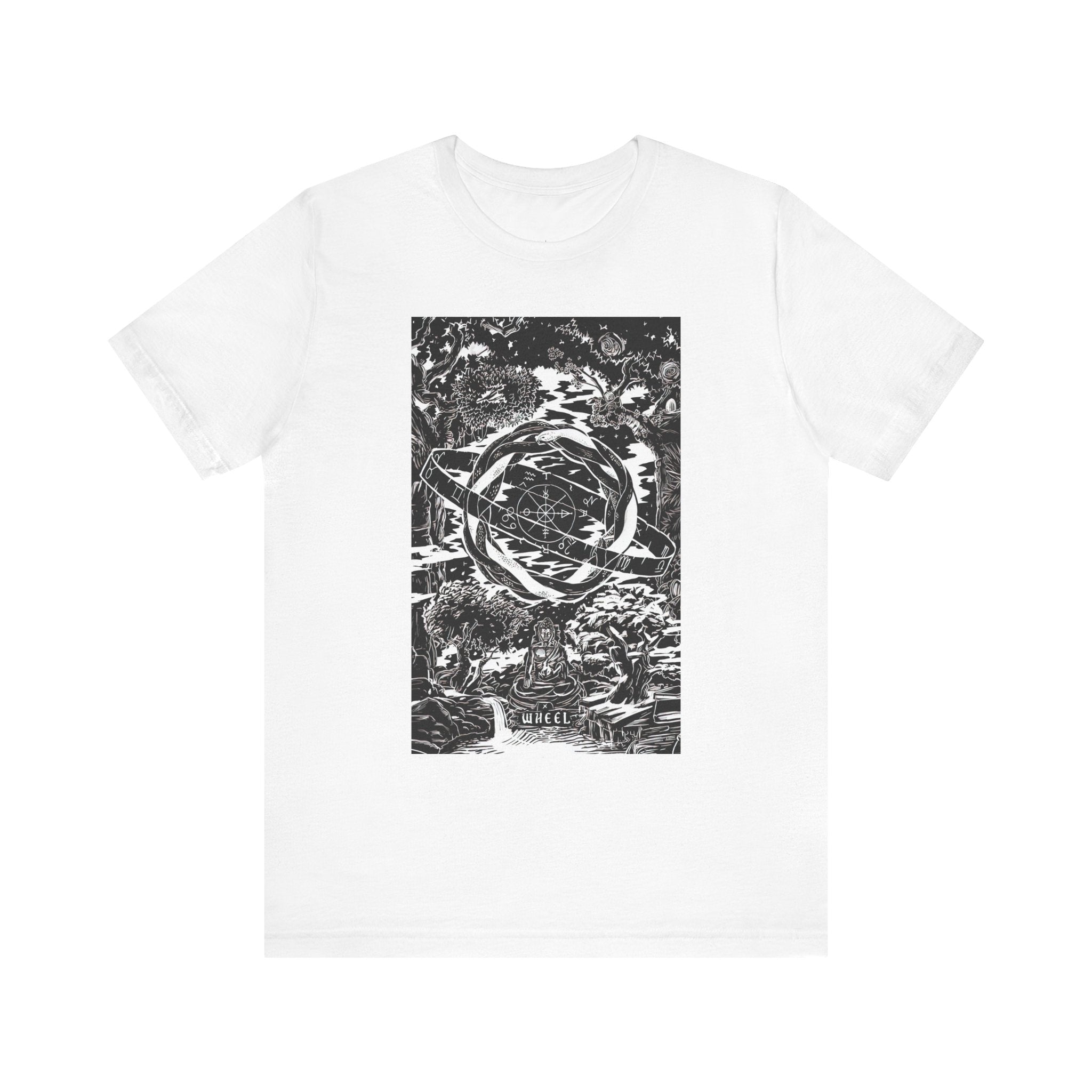 'The Wheel Tarot Card' Illustration Unisex Jersey T-Shirt