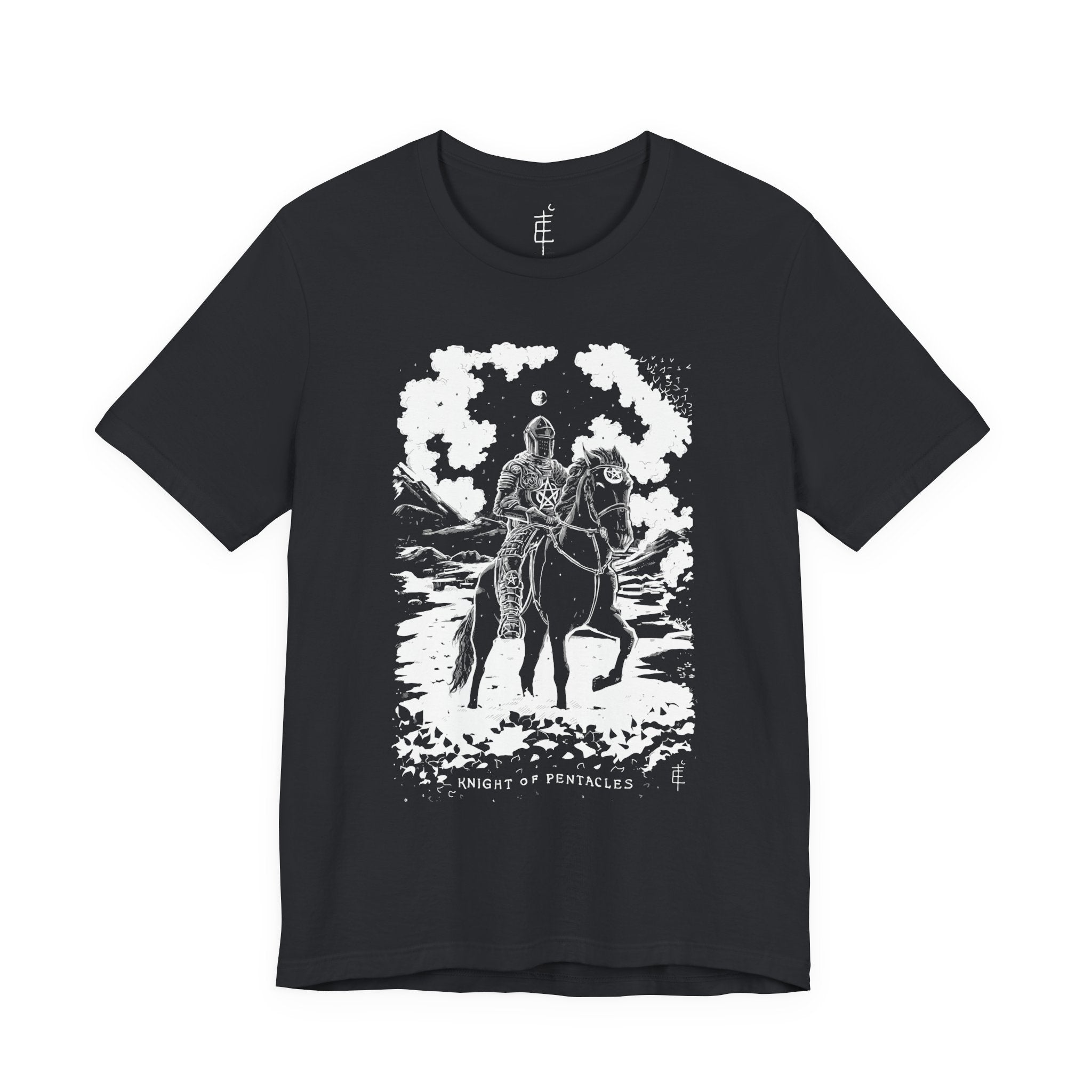'Knight of Pentacles' Shadow Light Tarot Card Art on Unisex Jersey Tee