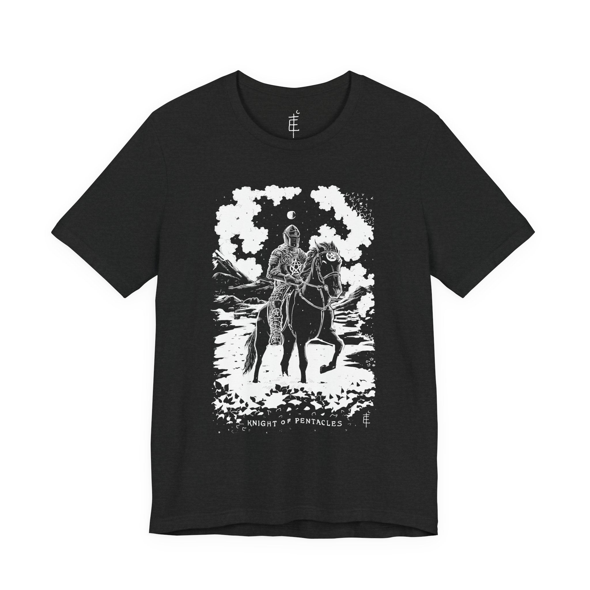 'Knight of Pentacles' Shadow Light Tarot Card Art on Unisex Jersey Tee