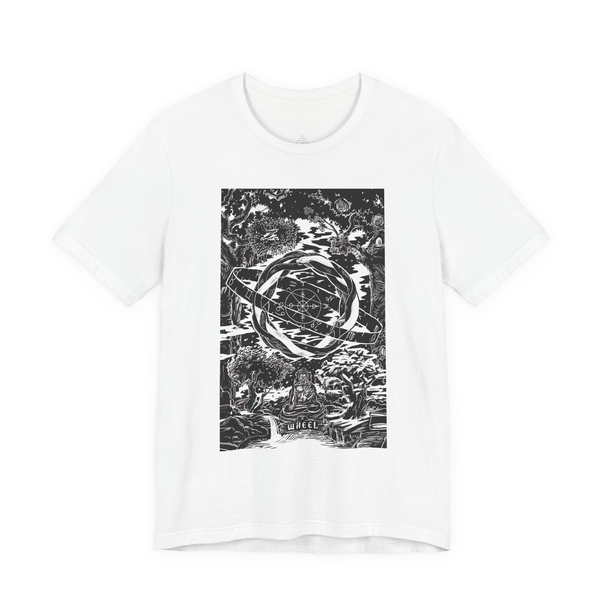 'The Wheel Tarot Card' Illustration Unisex Jersey T-Shirt