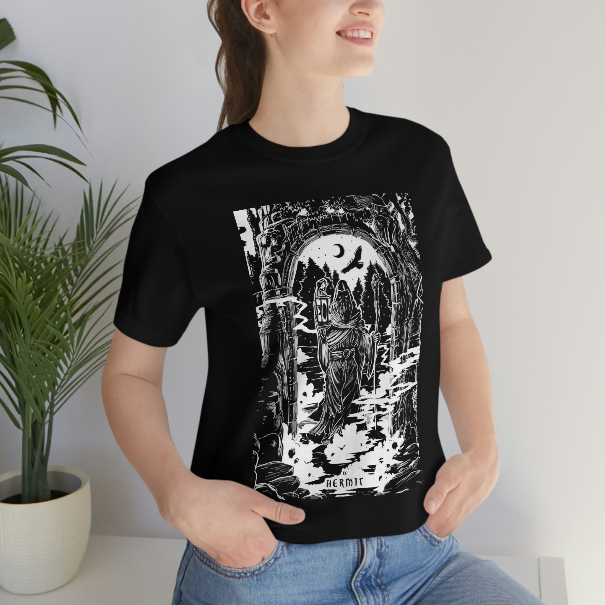 'The Hermit Tarot Card' Illustration Unisex Jersey T-Shirt