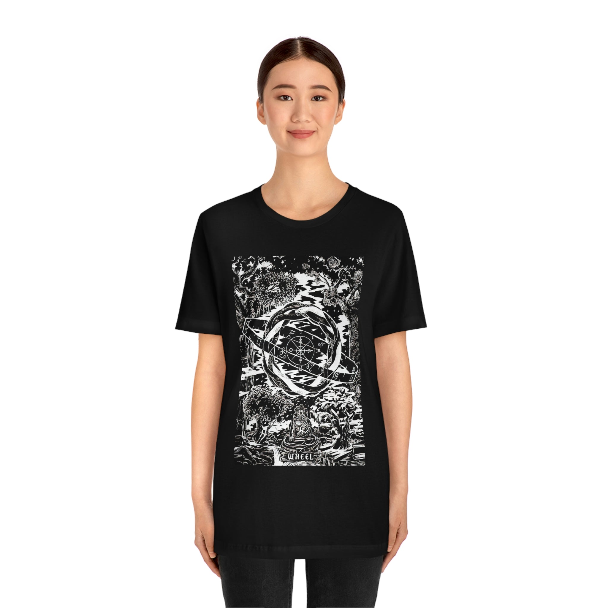 'The Wheel Tarot Card' Illustration Unisex Jersey T-Shirt